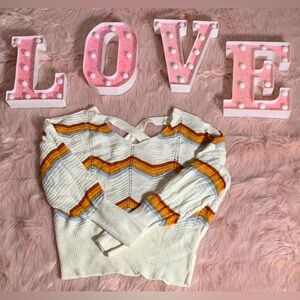 Striped Knit Sweater with Chevron Pattern